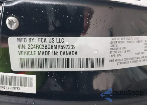 2021 Chrysler Pacifica Touring L Awd from USA, damaged, VIN 2C4RC3BG6MR597239